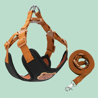 the BEARHUG HARNESS SET - Pet Dog Harness Leash Set, Small/Medium Dog/Cat Vest, Breathable Puppy Chest Strap, French Bulldog, Chihuahua Harness, Pet Supplies