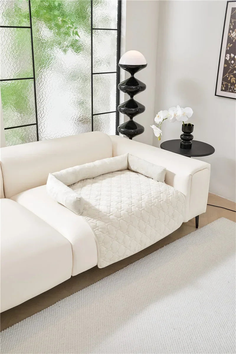 Velvet Pet Sofa Mat Warm Pet Blanket for Medium Large Dog Couch Bed Cushion with Pillow Cats Pad House Pet Supplies Accessories