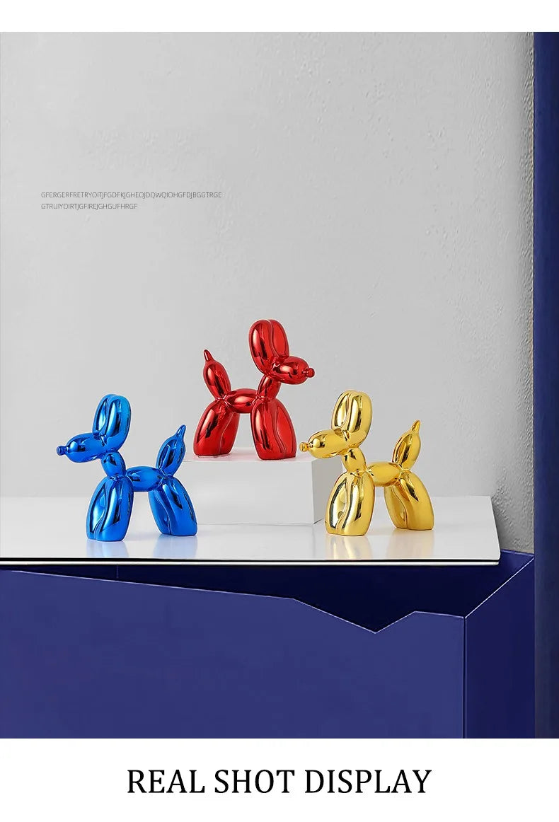 Resin Balloon Dog Sculpture Nordic Puppy Home Decor Living Room Desk Decor Office Figurines for Interior Decoration Home Statue