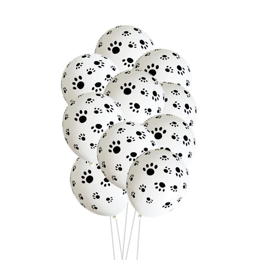 10pcs 12inch White Black Ballons Dog Cat Animals Pet Paws Latex Balloons Happy Birthday Party Baby Shower Decoration Kids Toy