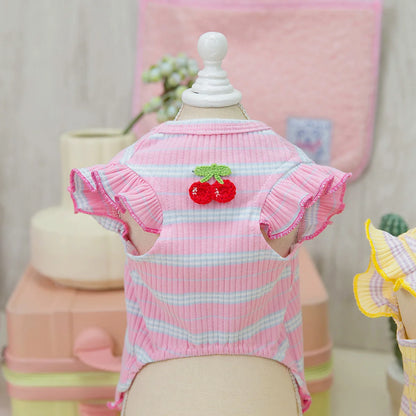 Pet Summer Vest for Dog Clothes Puppy Comfortable Doggy Clothing Vestidos for Small Medium Dogs Thin T Shirt With Strawberry