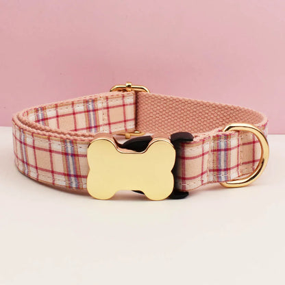 the CUSTOMCREST PLAID COLLAR - Custom Design Logo Plaid Dog Collar, High Quality Cotton Pet Accessories, Personalized, Lead Your Dog - Stand Out in Style