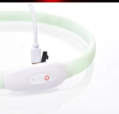 the GLOWGUARD COLLAR - USB Rechargeable Glowing Collar for Large and Small Dogs, LED Glowing Dog Collar - 9 Flashing Modes - Adjustable Soft Silicone Collar