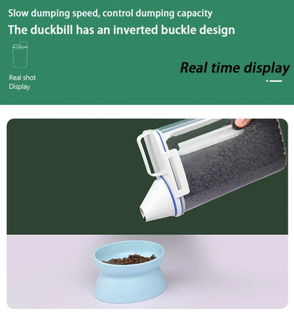 1.5L/2L Dog Cat Food Pail Plastic Storage Tank with Measuring Cup Container Moisture-proof Sealed Jar Pet Supplies Accessories