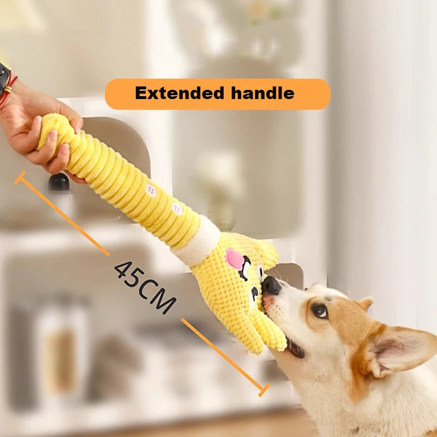 Dog Teething Plush Pet Teething Toys Palm-Shaped Squeaky Plush Chewing Toy Pet Supplies Bite Resistant Cute Plush Squeaky Dog To