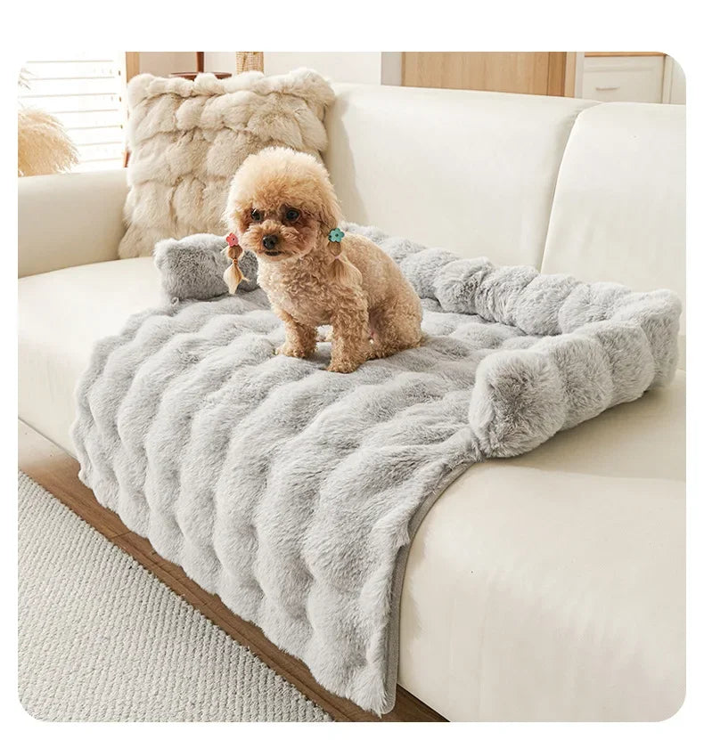 the PAWSOFA COZY COVER - Winter Warm Dog Sofa/Couch Cover, Bed Soft Pet Blanket Pad/Mat for Small Dogs, Pet Accessories, Cat/Dog Durable Blanket Travel & Indoor