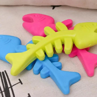 New 1PC Rubber Puppy Toy Fish Bone Shape Chewable Teething Dog Toy Bite Resistant Pet Supplies Random Color