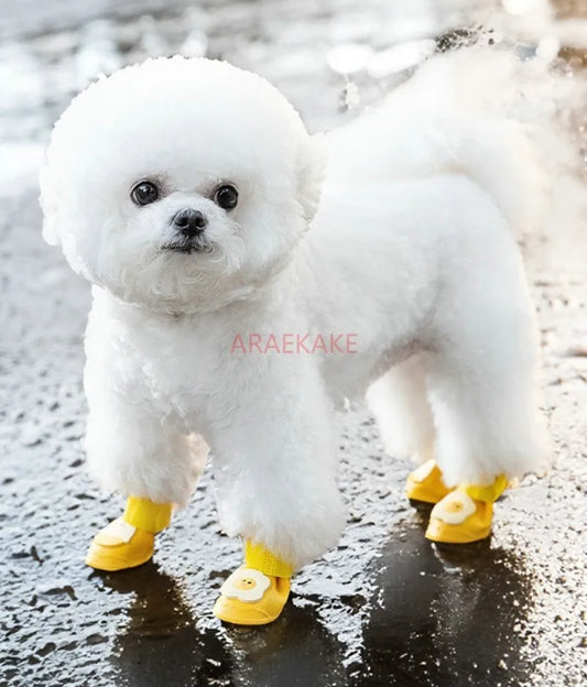 the RAIN BOOTS - Dogs Waterproof Cute Egg-Shaped Silicone Rain Shoes, Small and Medium-Sized Dogs, Rain Resistant, Anti-Slip Pet Shoes