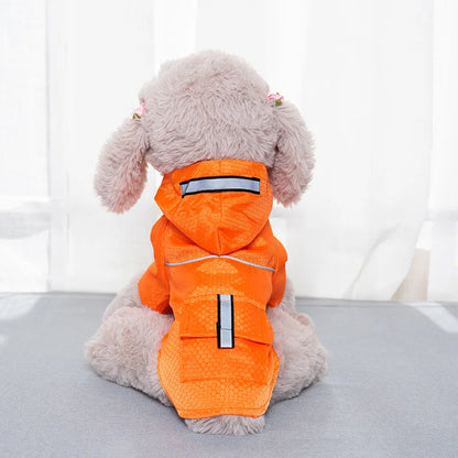 the NEON DOGGY - S-XL Creativity Pets Clothes, Hooded Raincoats Reflective Strip Dogs Raincoats, Waterproof Outdoor Breathable Net Yarn Jackets