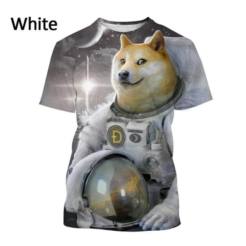 the GALAXY SPACE DOGS - Astronaut Dog Dogecoin Graphic T-Shirt for Men, Clothing Fashion Meme Cheems Fan T-Shirt, Casual 3D Shiba Inu Printing Tee Tops