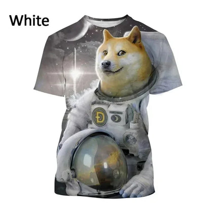 the GALAXY SPACE DOGS - Astronaut Dog Dogecoin Graphic T-Shirt for Men, Clothing Fashion Meme Cheems Fan T-Shirt, Casual 3D Shiba Inu Printing Tee Tops