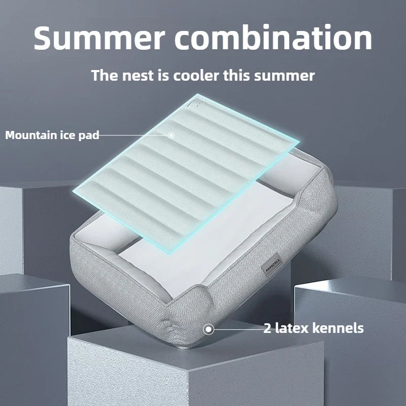 Natural Latex Pet Bed Winter Warm Dog Nest Removable Pet Sleeping Mat Anti-Mite and Antibacterial Cat Bed Soft Foam Pet Mattress