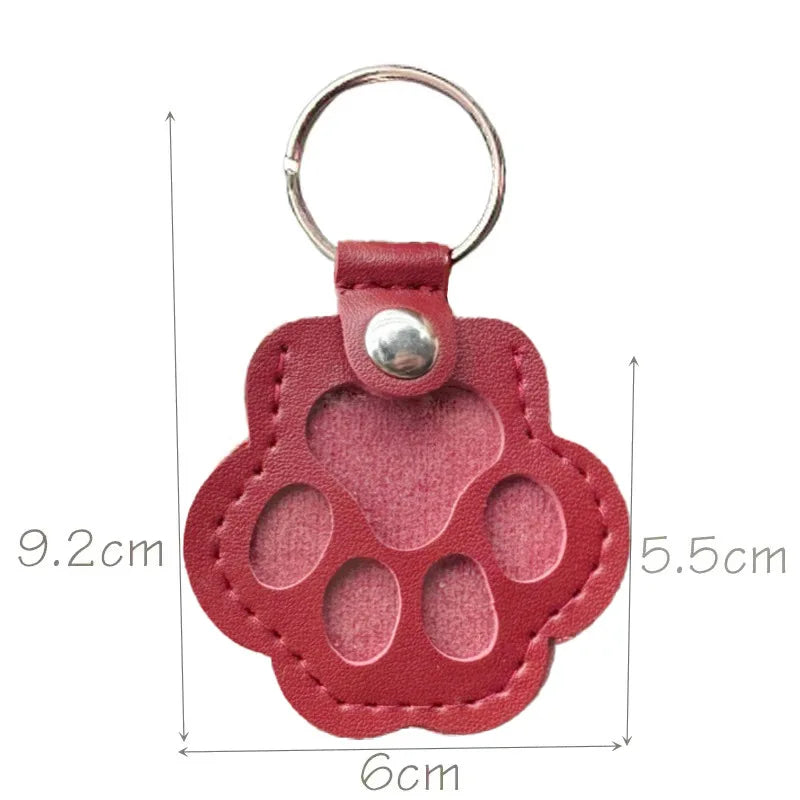 Pet Hair Keepsake Keychain Leather Memorial Locket for Storing Dog Cat Fur, Cute Pet Loss Gift, Remembrance Key Ring Bag Charm