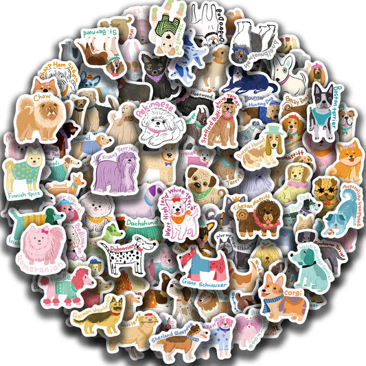 100/200/300PCS Cute Dog Series Graffiti Stickers Phone Laptop Computer Pad Decal Cup Stationery Luggage Waterproof Small Sticker