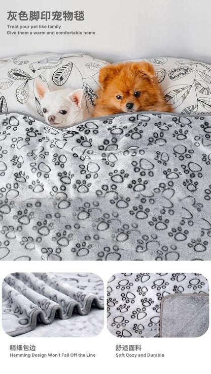 Soft Fluffy High Quality Pet Blanket Cute Paw Print Dog Blanket Pet Mat Warm and Comfortable Blanket for Cat Dogs