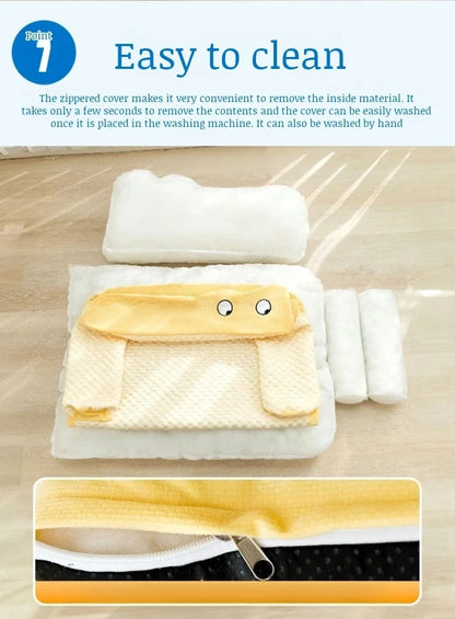 Pet Cooling Pad with L Shaped Pillow and Two Cute Eyes Pattern for Dogs and Cats Washable Ice Cooling Mat Summer Comfort Design