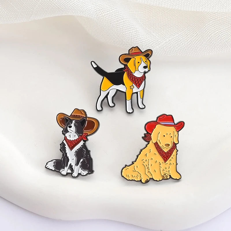 Cute Golden Retriever Border Collie Beagle Collie Enamel Pin Cartoon Pet Dog Animal Brooch Lapel Badge Jewelry Gifts For Friends