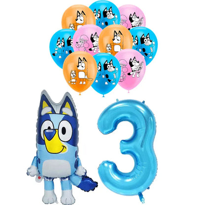 Cartoon Blue Dog Birthday Bluey Birthday Decoration Set Blueys Cups Banner Straws Bluey Balloons Set Kid Toy Gift Party Supplies