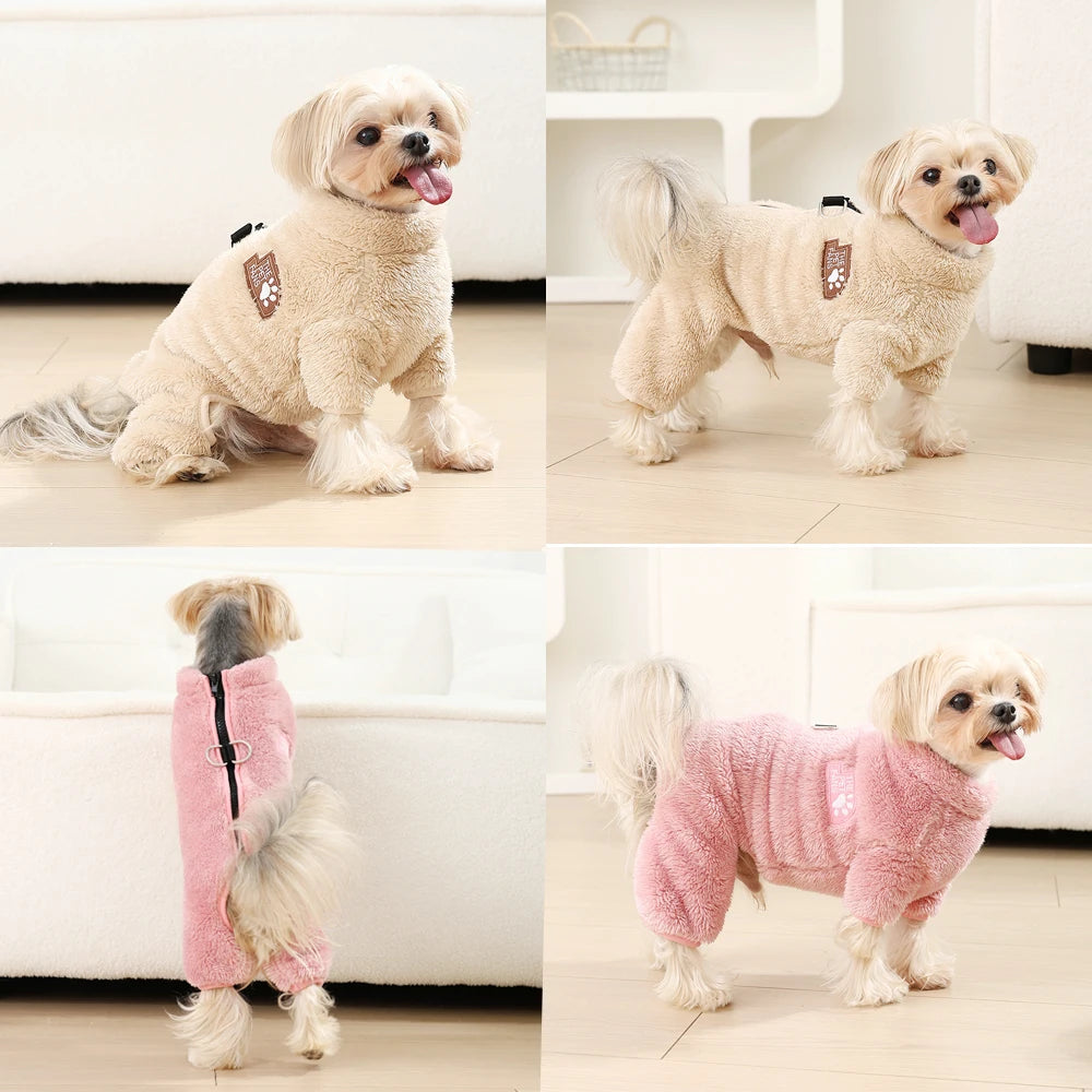 Winter Dog Clothes For Small Medium Dogs Warm Fleece Pet Jumpsuit Pajamas Yorkie Pug Nightshirt Onesie Boy Girls Puppy Overalls