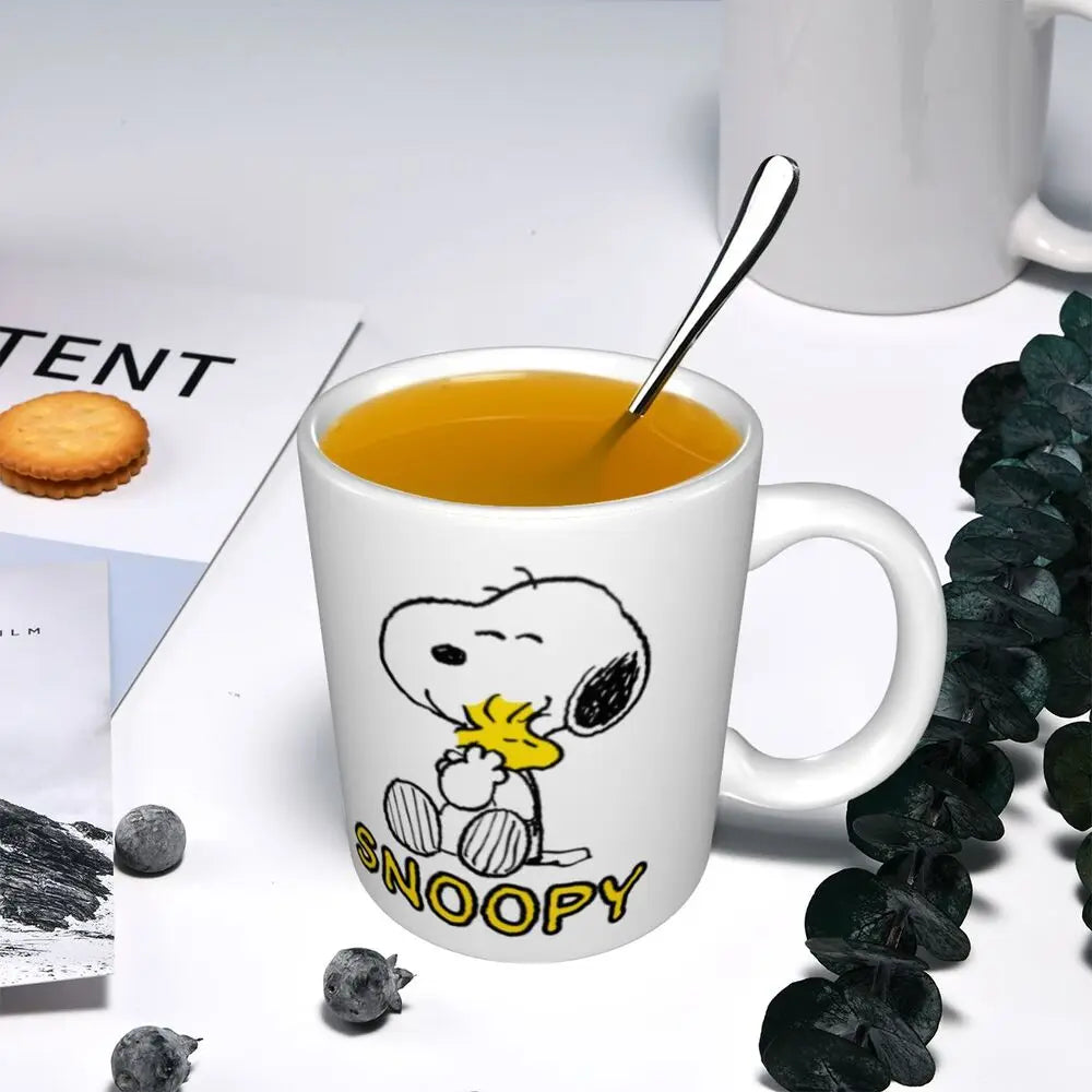 Manga Snoopy Woodstock Cartoon Dog Coffee Mug DIY Customized Ceramic Tea Milk Mug