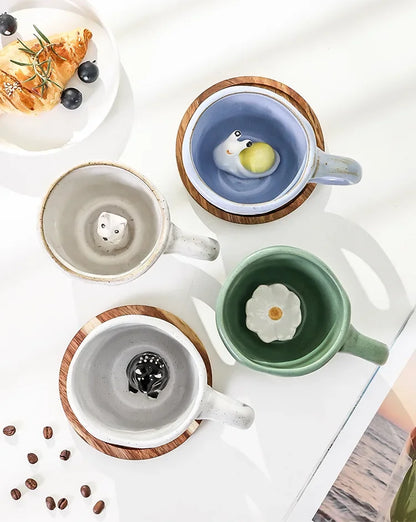 360ml Cups Ceramic Funny Cartoon Animal Tea Milk Cups Cute Handmade 3D Snail Daisy Dog Cat Coffee Mugs Creative Unique Gifts