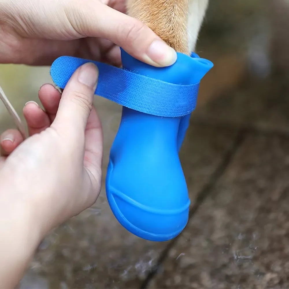 the BOLD DOGGY BOOTS - Durable Soft Silicone Pet Rain Shoes, Anti-Slip Waterproof Dog Rain Boots, Dog Ankle Boots