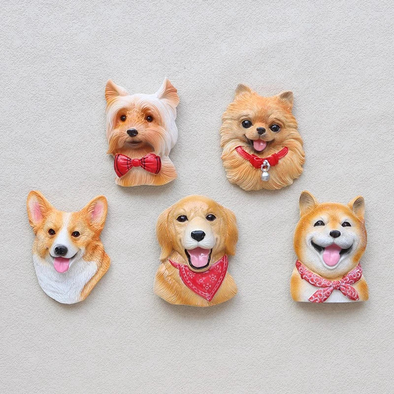 3D pet dog resin magnetic refrigerator sticker simulation corgi,Yorkshire,Golden Retriever,Magnetic sticker home decoration
