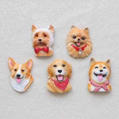 3D pet dog resin magnetic refrigerator sticker simulation corgi,Yorkshire,Golden Retriever,Magnetic sticker home decoration