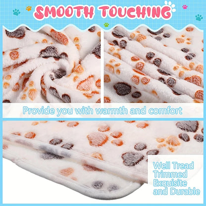 Pet Blanket with White Paw Print Pattern Flannel Blanket Soft and Fluffy Suitable for Dogs and Cats of Pet Blankets