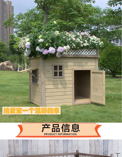 the DOGGY COTTAGE - Outdoor Solid Wood Doghouse, Kennel Indoor Large, Medium and Small Dogs, Outdoor Small, Medium and Large Courtyard Universal