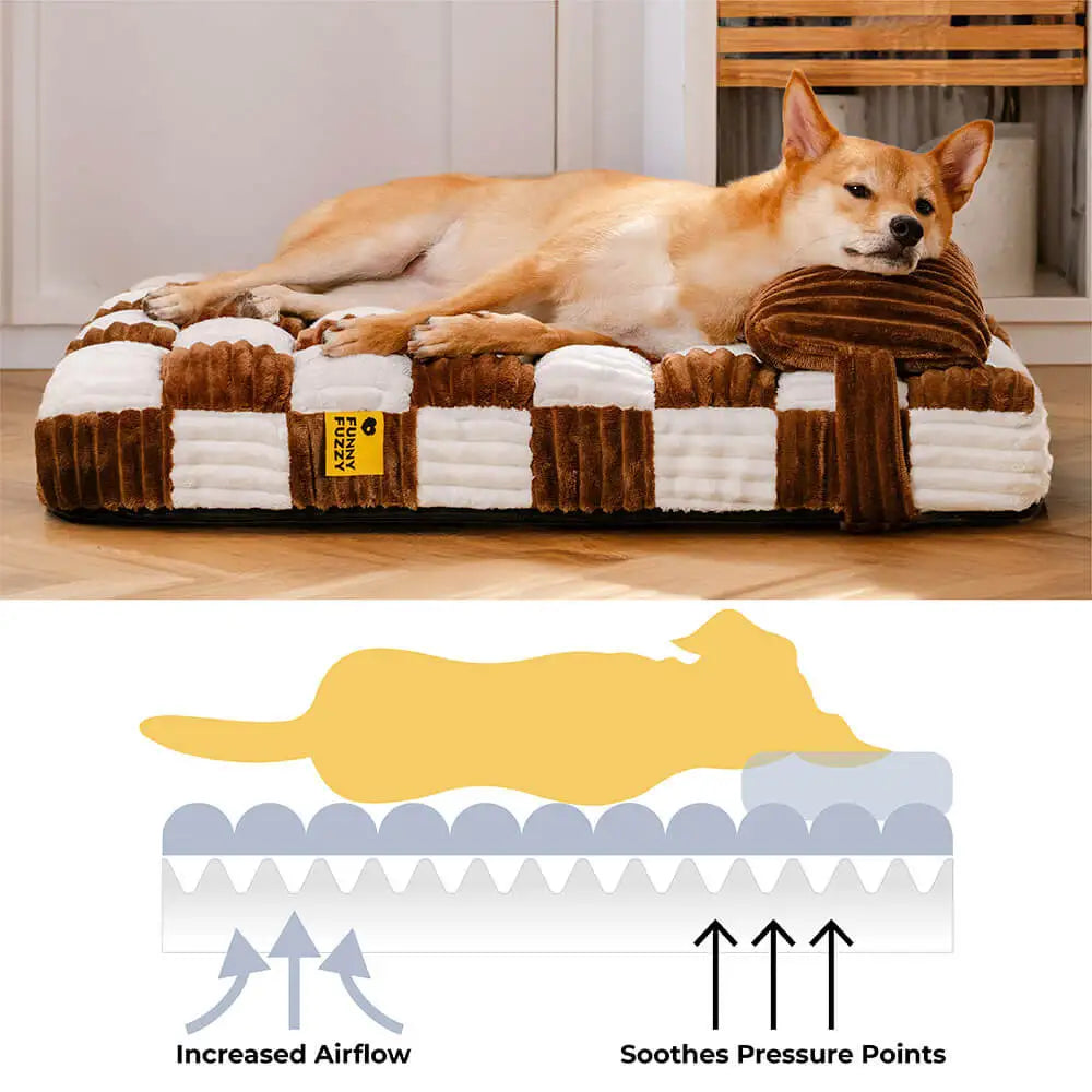 Handmade Plush Square Orthopedic Support with Pillow Large and Small Dog Beds Warm and Soft Dog Comfort Pads Pet Mattresses