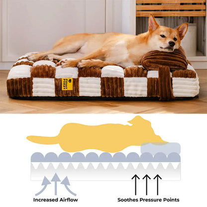 Handmade Plush Square Orthopedic Support with Pillow Large and Small Dog Beds Warm and Soft Dog Comfort Pads Pet Mattresses