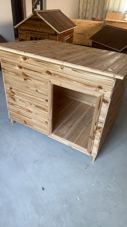 the PINEHOUSE - Large Solid Wood Doghouse, Outdoor Rainproof, Outdoor Waterproof Four-Season Pet Nest, Cat/Dog Cage Golden Feather Edge Animal