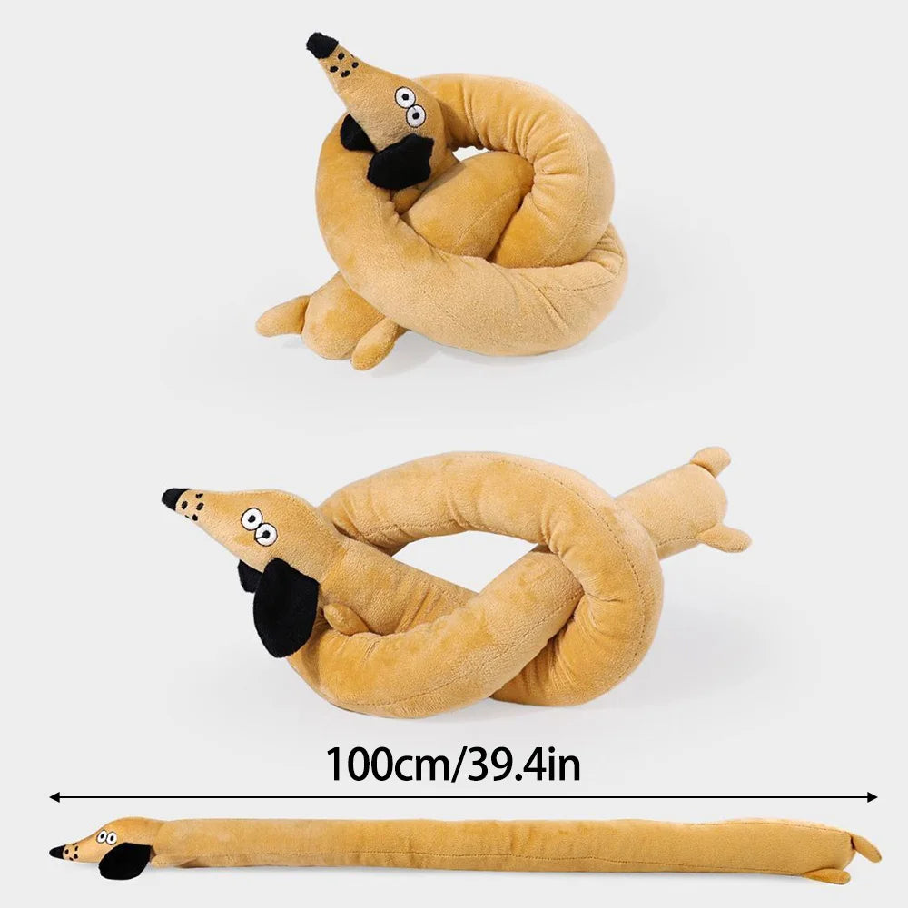 100CM Sausage Dog Toy Creative Sound-making Plush Companion Dog Toy Squeaky Dog Toy Chew Teething Dental Interactive Play Toys