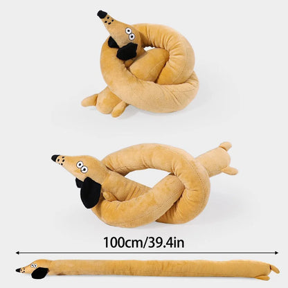 100CM Sausage Dog Toy Creative Sound-making Plush Companion Dog Toy Squeaky Dog Toy Chew Teething Dental Interactive Play Toys