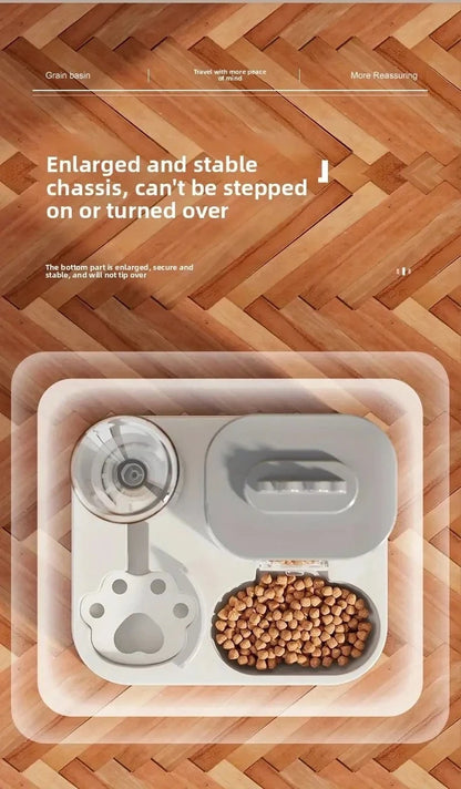 Automatic Cat & Dog Water Dispenser with Integrated Food Basin No Batteries Needed,Automatic Pet Feeder One-Piece Design