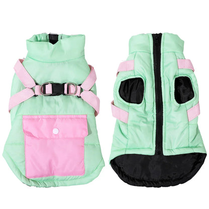 Pet Dog Jacket For Small Medium Dogs Cats With Harness Winter Warm Puppy Clothing Waterproof Coat Yorkshire Bulldog Pug Clothing