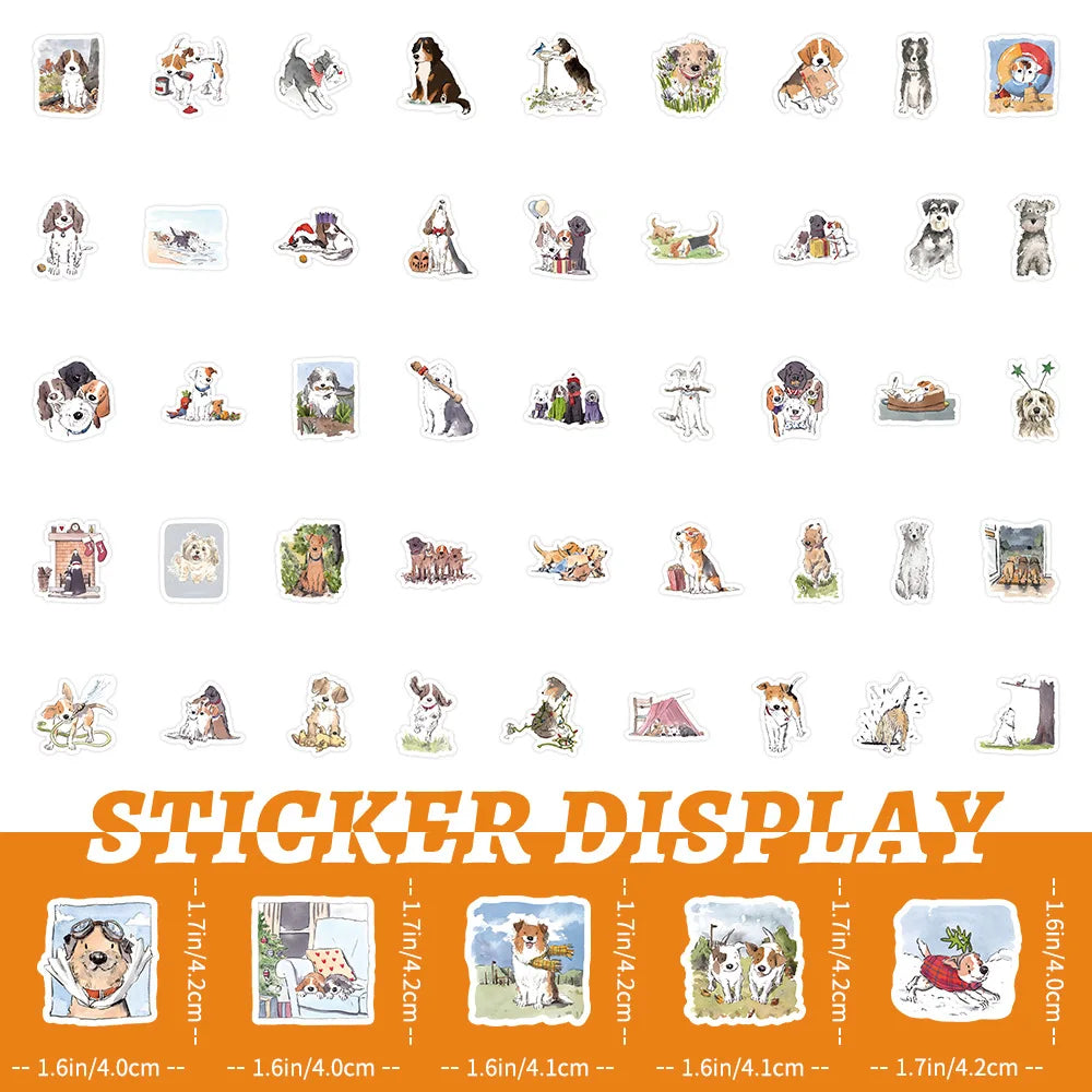 10/30/50/100PCS Happy Dog Stickers Funny Dog Cartoon Sticker Animal Decals DIY Luggage Laptop Phone Car Bike Skateboard Kids Toy