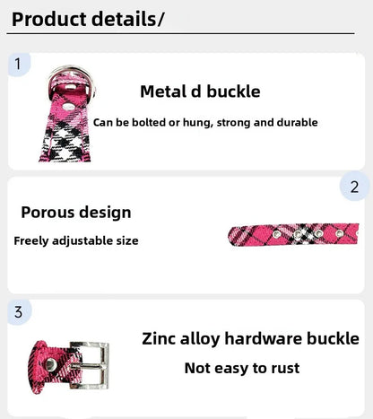 the PLAID PAWS CLASSIC COLLAR - Pet Collar Plaid Cloth Dog Collar, Classic PU Dog Walking, Dog Pet Supplies, Four Seasons Outing