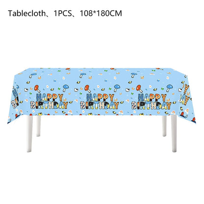 the CARTOON DOG BIRTHDAY - Blue Dog Theme Birthday Party, Cartoon Bluey Birthday Party Decoration Tablecloth Balloon Cake Stand Masks Tableware Kid Supplies