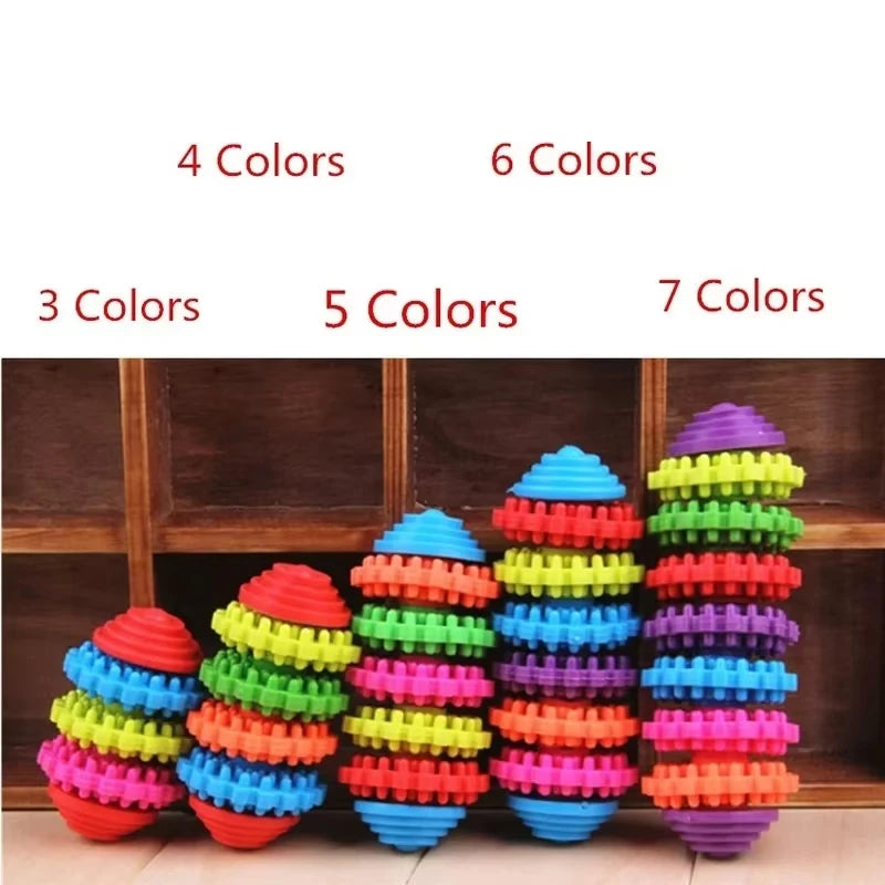 New Durable Rubber Pet Dog Puppy Cat Dental Teething Healthy Teeth Gums Chew Toy Rainbow Gear Teeth Cleaning Toy