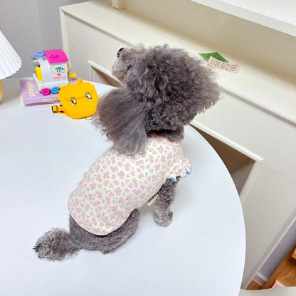 Luxury Dog Clothes Floral Print Dog Vest T-shirt for Chihuahua Bulldog Clothing Spring Lovely Puppy Cat Vest Summer Pet Costume
