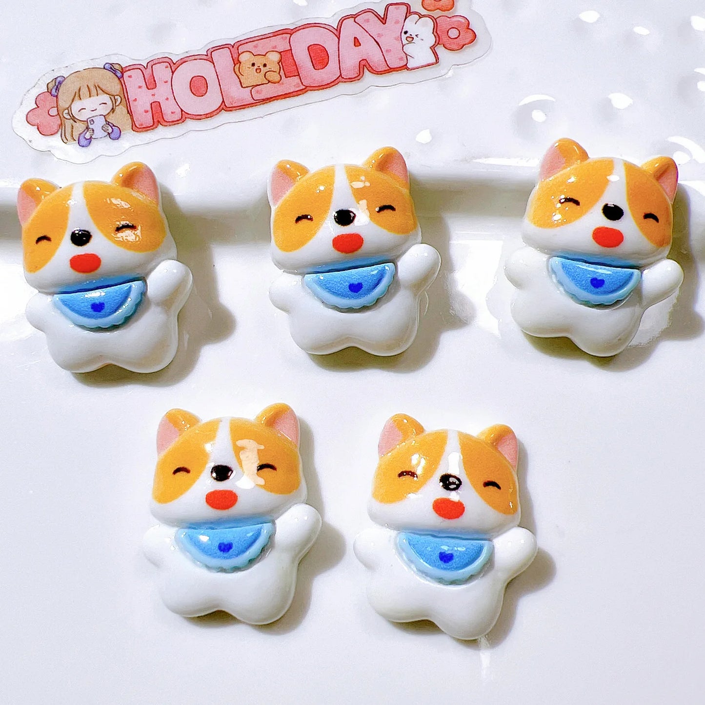 5pcs Cute Cartoon Corgi Magnetic Refrigerator Stickers - Dog Shape, Perfect for Blackboards & Message Boards Playful Design