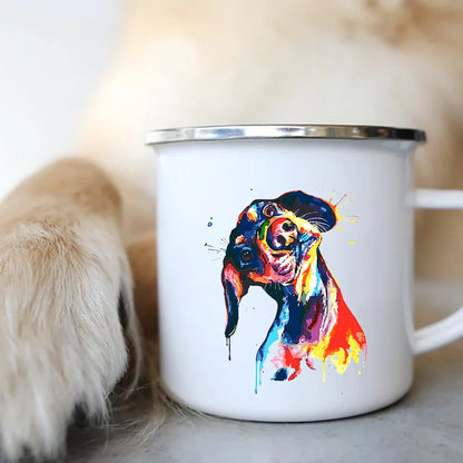 Original Mugs Coffee Cups to Sublimate Cute Dog Printed Enamel Coffee Tea Mugs Office Home Party Beer Drink Cola Cups Travel Cup