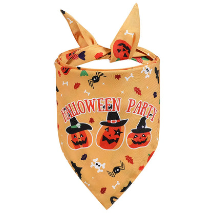 the HOWL-O-WEEN SCARFS - Adjustable Chic Pet Bandana with Bow Tie - Polyester Triangle Scarf & Drool Bib for Small to Large Dogs, Perfect for Halloween