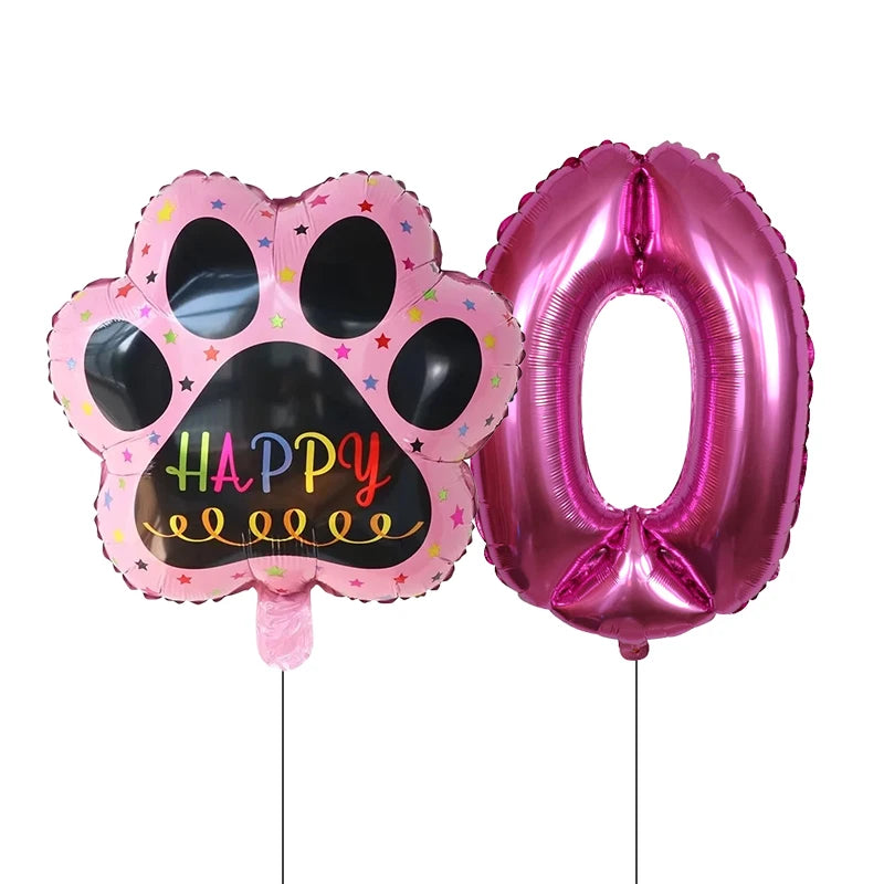 2 pieces/set Let us Pawty Big Dog PAWS Aluminum Balloons 30 inch figure 1 2 3 4 year old birthday party decoration Balloon Baby