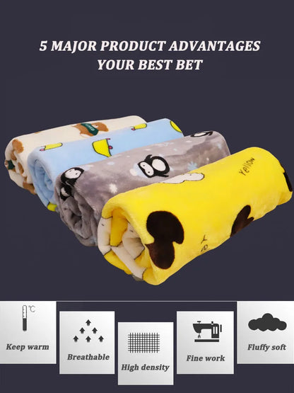 Soft Fluffy Flannel Dog Blanket Cute Cartoon Print Pet Bed Sheet Mat Warm Breathable Cat And Dog Sleeping Blankets Pet Supplies