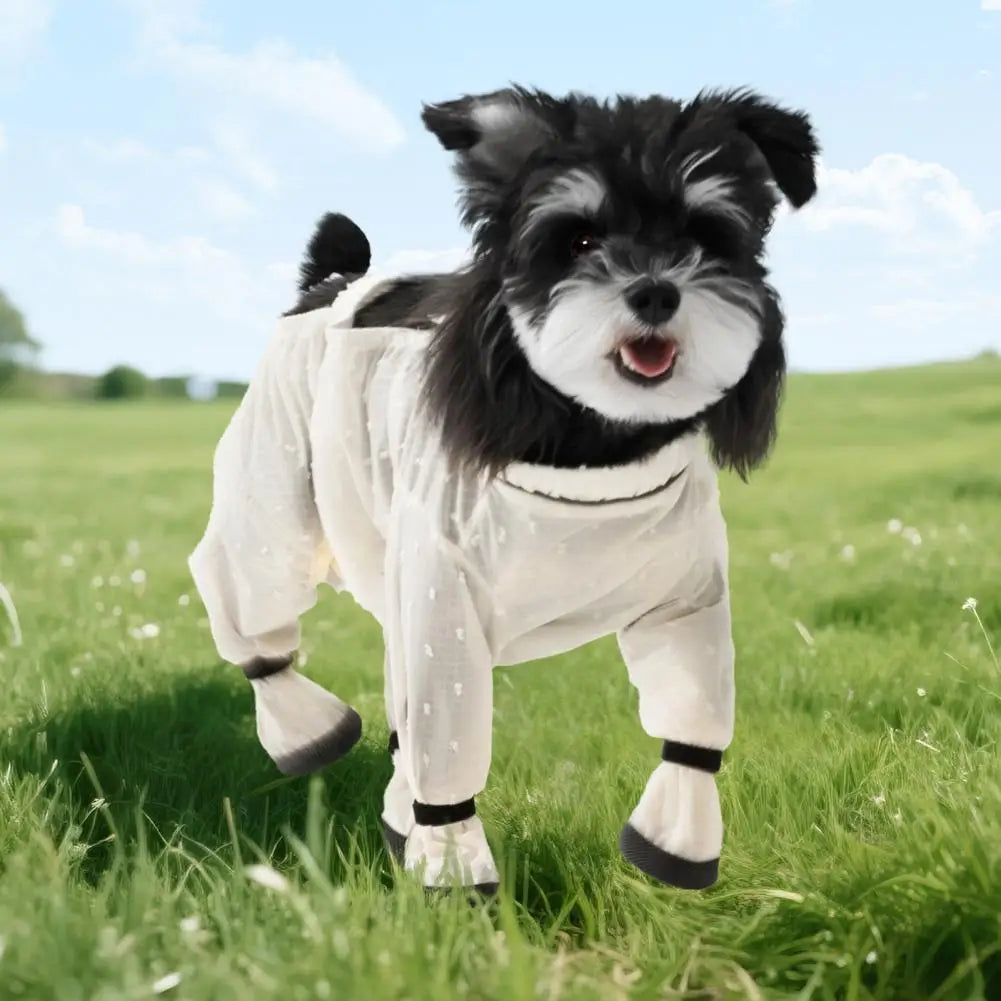 Pet Anti Dust Pants with Boots Waterproof Dog Paw Protector Shoes with Adjustable Suspender for Outdoor for Small for Dogs