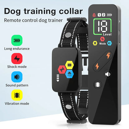 the DOG TRAINER - 1000m Electric Dog Training Collar, Pet Remote Control Type-C Backlight Display Shock Vibration Sound Collar with Security Lock