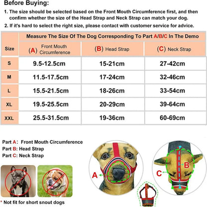 the EASYBREATHE DOG MUZZLE - Soft Fabric Adjustable Strap Pet Mask, Mesh Dog Muzzle Allows Panting and Drinking, Prevents Biting, Dog Mouthpiece